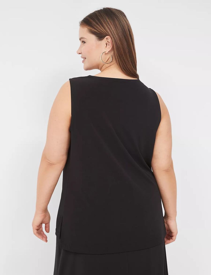 Lane Bryant Drape-Neck Shell Women T Shirts Black | TLP3946JB