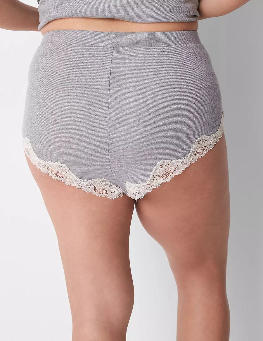 Lane Bryant Drapey Rib Sleep Cheeky Women Shorts Light Grey | FYV5241AF