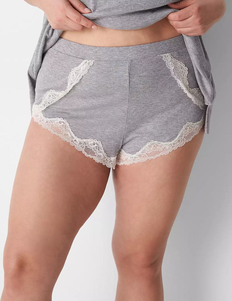 Lane Bryant Drapey Rib Sleep Cheeky Women Shorts Light Grey | FYV5241AF