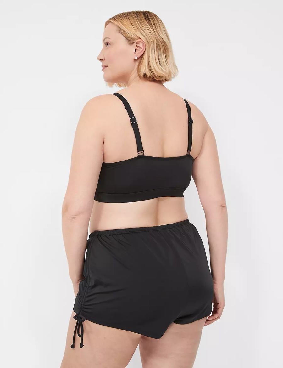 Lane Bryant Drawstring Swim Women Skirts Black | HJX1789XU