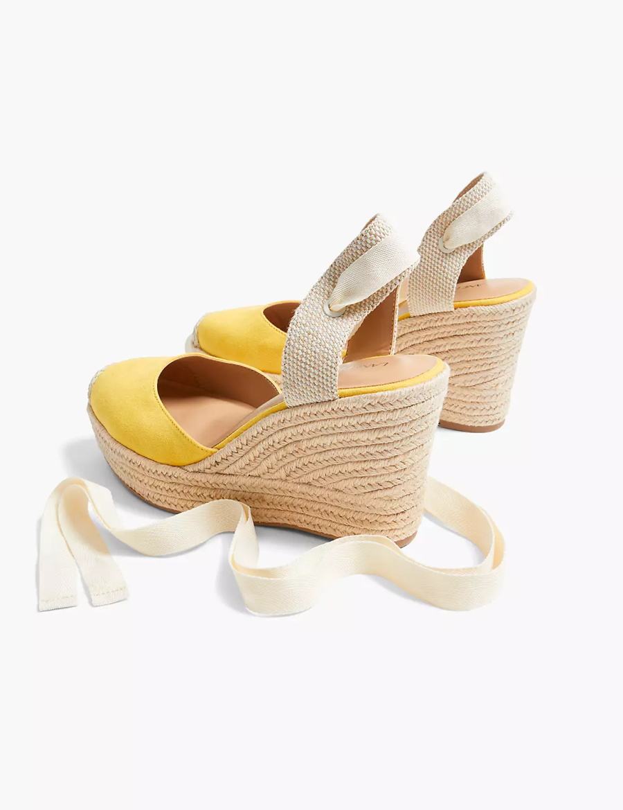 Lane Bryant Dream Cloud Ankle-Tie Espadrille Women Wedge Sandals Yellow | NSN1218UV