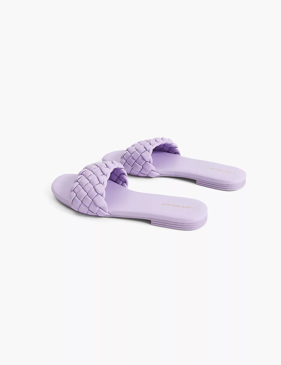 Lane Bryant Dream Cloud Braided Faux-Leather Women Slide Sandals Purple | UCD1645EQ