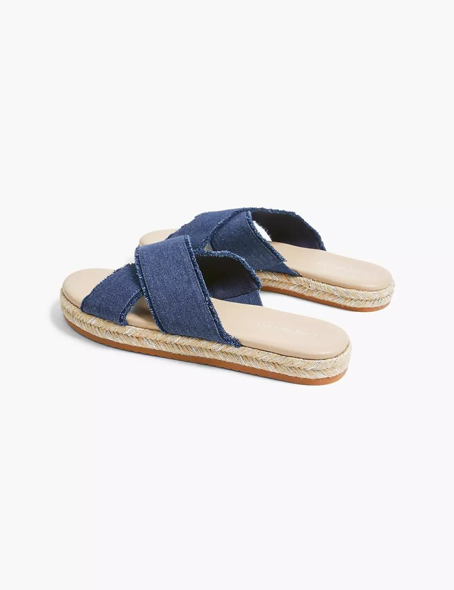 Lane Bryant Dream Cloud Criss-Cross Espadrille Women Slide Sandals Navy | UOT1164XY