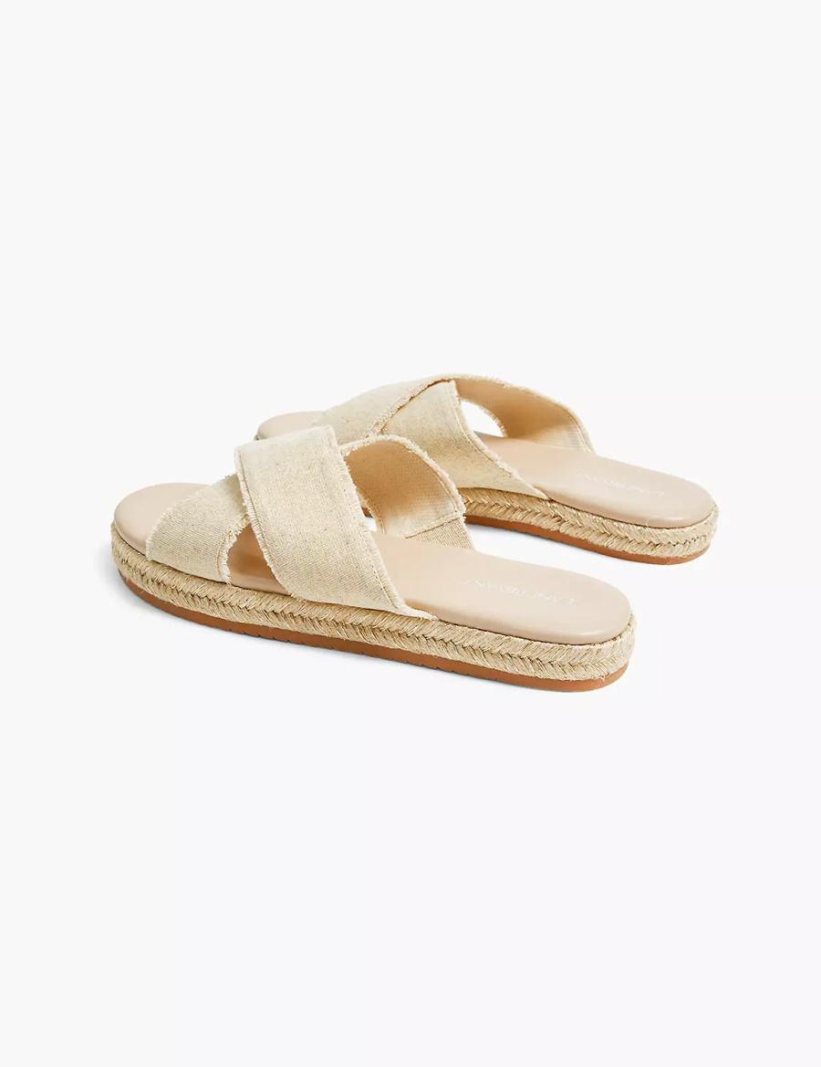 Lane Bryant Dream Cloud Criss-Cross Espadrille Women Slide Sandals Beige | OTR4812TQ