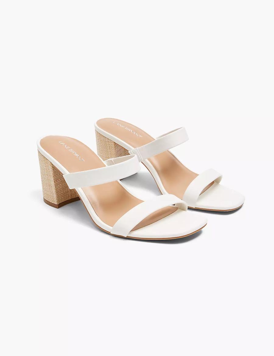 Lane Bryant Dream Cloud Double-Band Low Block Heel Women Heels Sandals White Rose | QUE9369GK