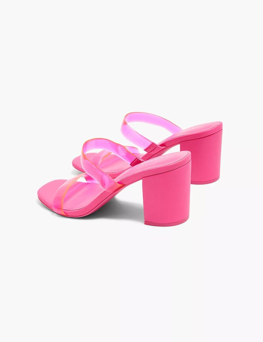 Lane Bryant Dream Cloud Double-Band Low Block Heel Women Heels Sandals Pink | ACO7224WC