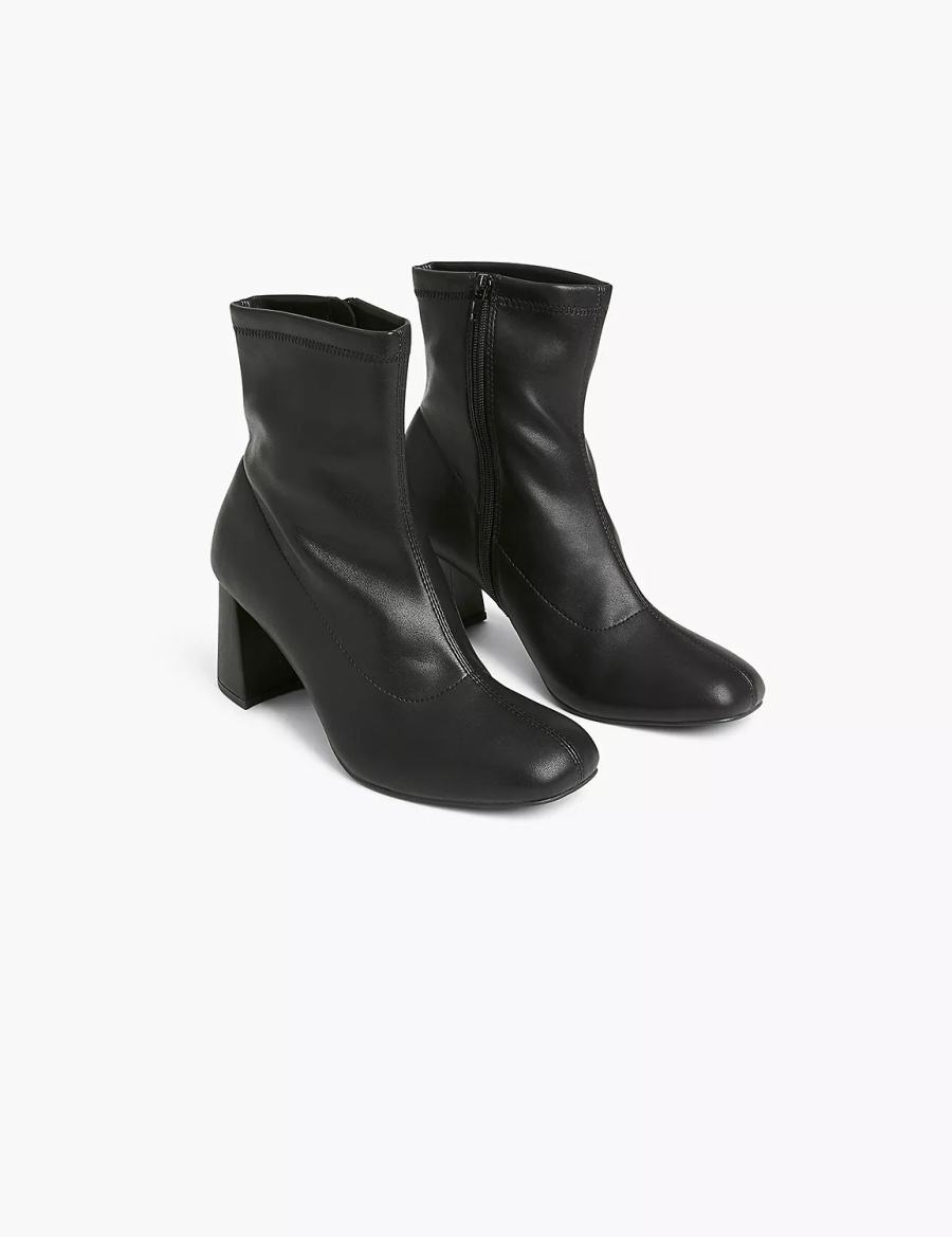 Lane Bryant Dream Cloud Faux-Leather Dressy Women Booties Black | WVE8561FE