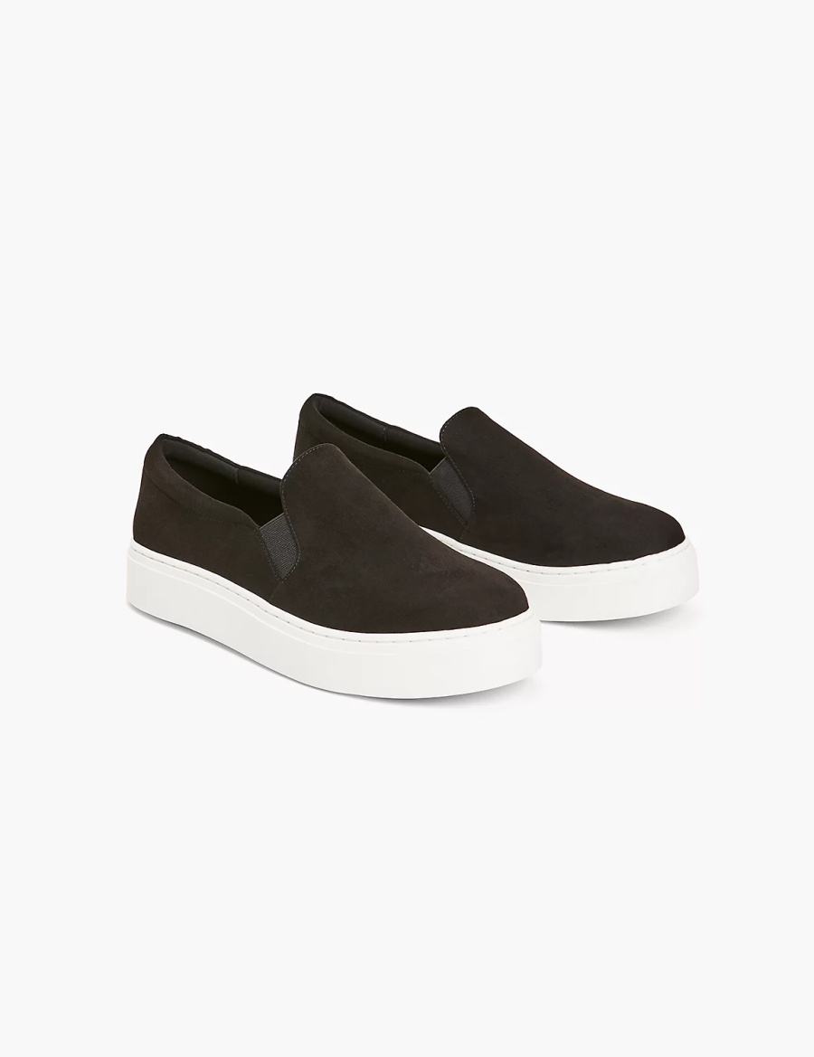 Lane Bryant Dream Cloud Faux-Suede Slip-On Women Sneakers Black | DWG2699FB