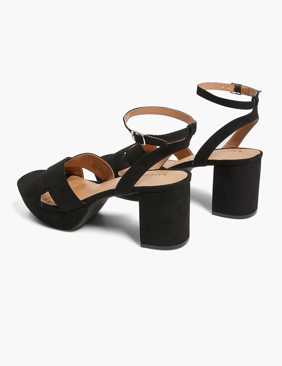 Lane Bryant Dream Cloud Platform Strappy Block Heel Women Heels Sandals Black | LGI8537XQ