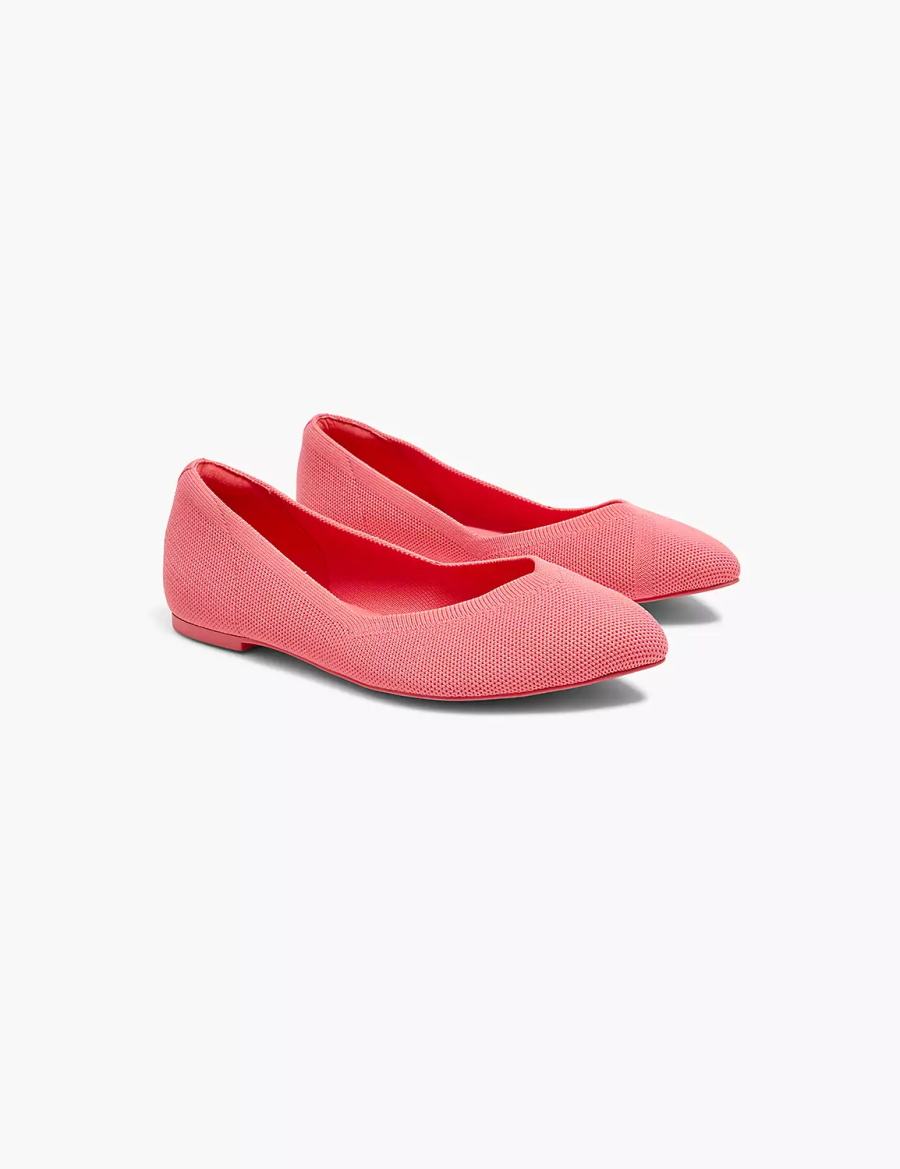 Lane Bryant Dream Cloud Pointed Toe Knit Women Ballet Flats Coral | IUT1290ZE