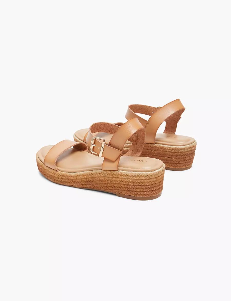 Lane Bryant Dream Cloud Single-Strap Ombre Espadrille Women Wedge Sandals Brown | LZY2263FO