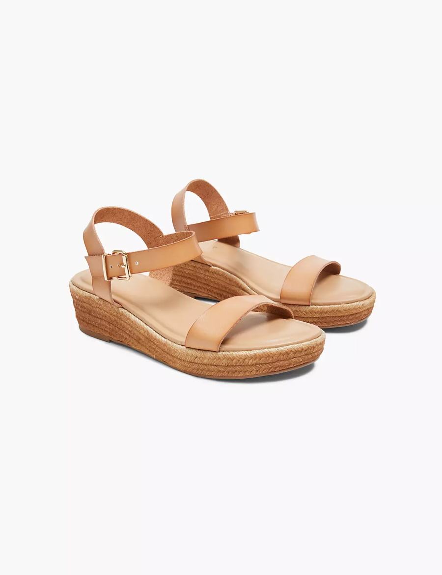 Lane Bryant Dream Cloud Single-Strap Ombre Espadrille Women Wedge Sandals Brown | LZY2263FO