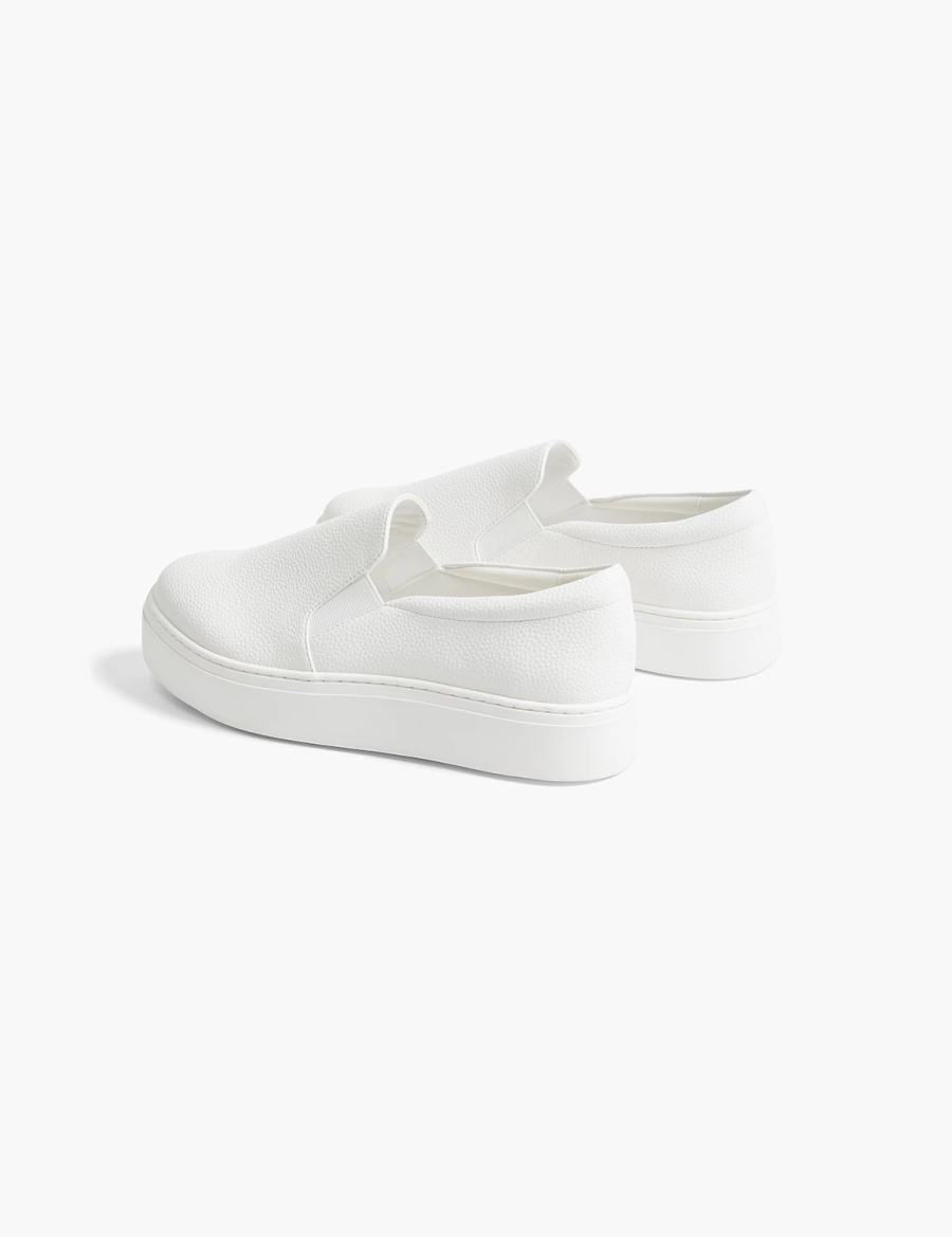 Lane Bryant Dream Cloud Slip-On Faux-Leather Platform Women Sneakers White | DJT9868WE