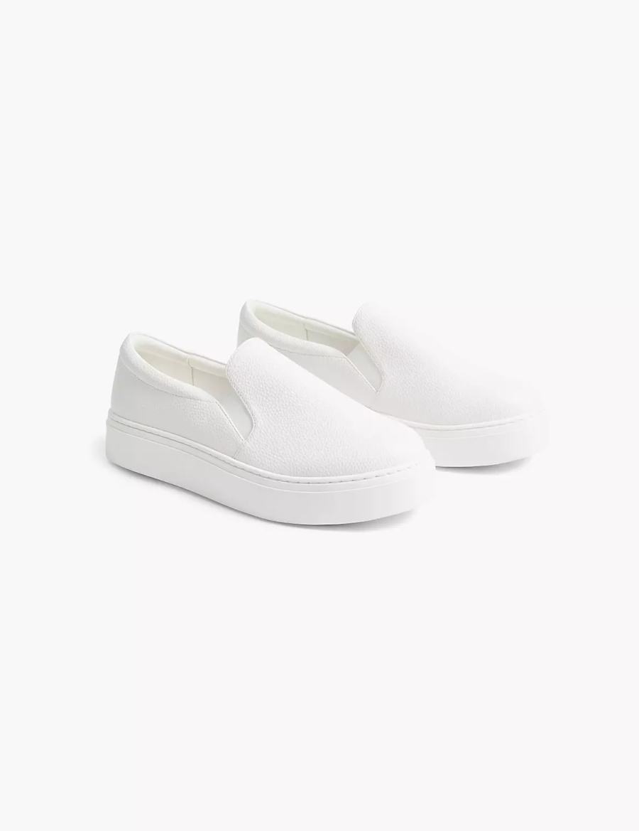 Lane Bryant Dream Cloud Slip-On Faux-Leather Platform Women Sneakers White | DJT9868WE