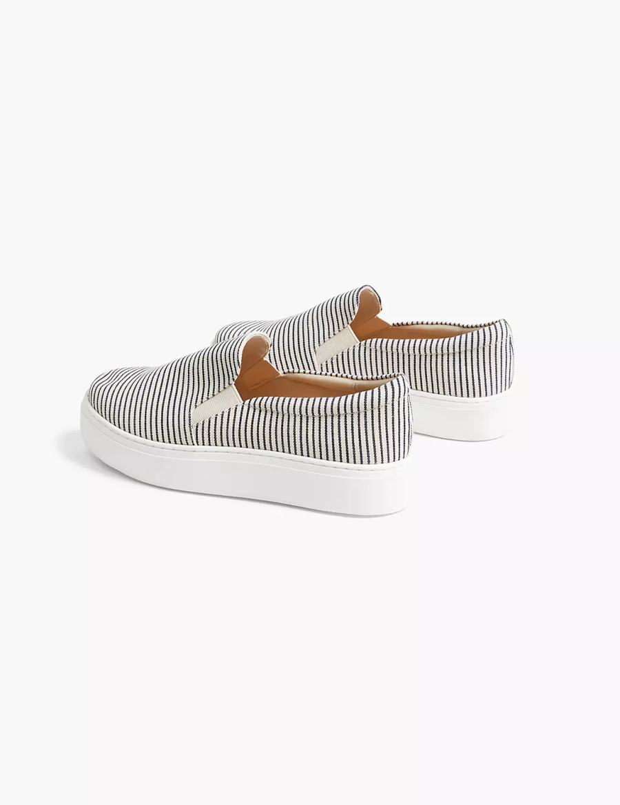 Lane Bryant Dream Cloud Striped Slip-On Platform Women Sneakers Blue | UBW267PU