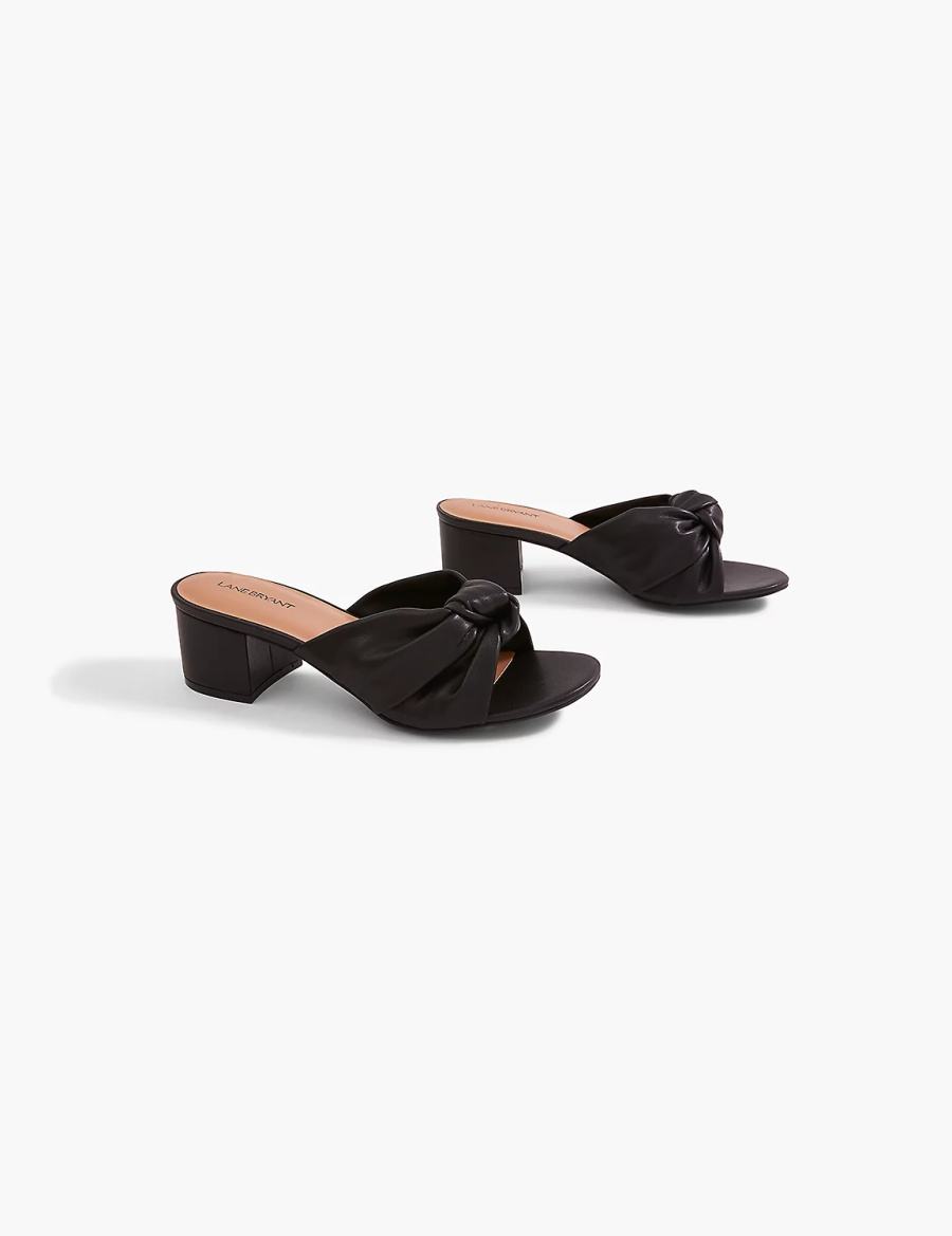 Lane Bryant Dream Cloud Twist-Front Block Heel Women Heels Sandals Black | ANG4264OF