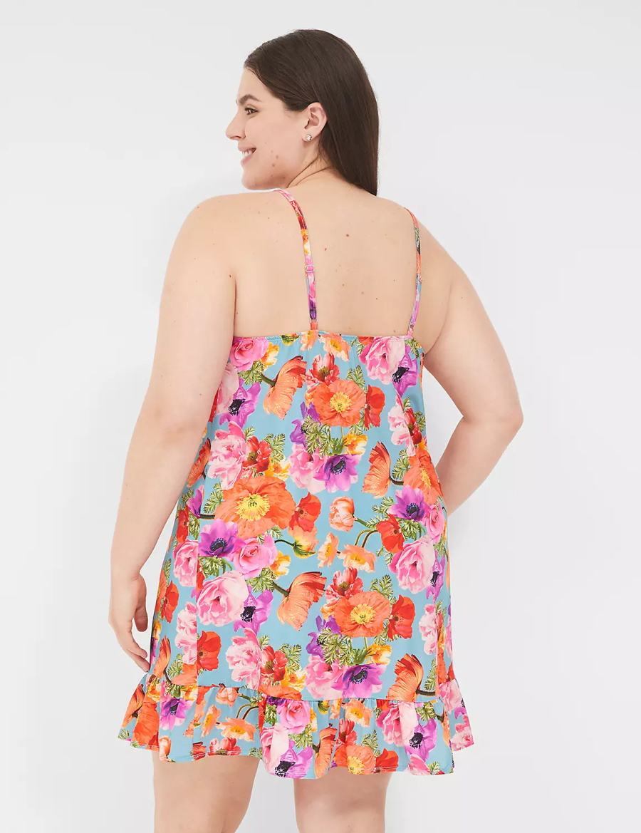 Lane Bryant DreamyCool Ruffle-Hem Chemise Women Dress Orange Multicolor | KXF3795WG