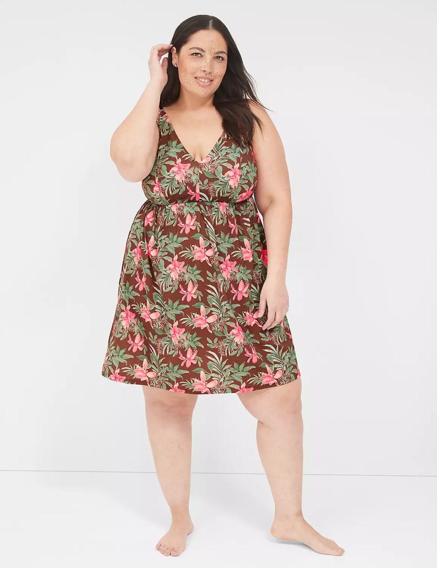 Lane Bryant DreamyCool Sleep Chemise Women Dress Green Multicolor | NJX7739VS