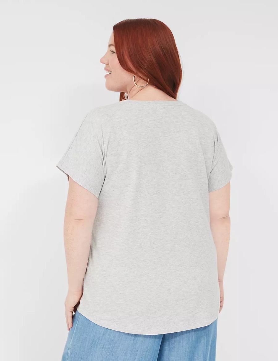 Lane Bryant Embroidered Firecracker Graphic Tee Women T Shirts Grey | VUO3711VG