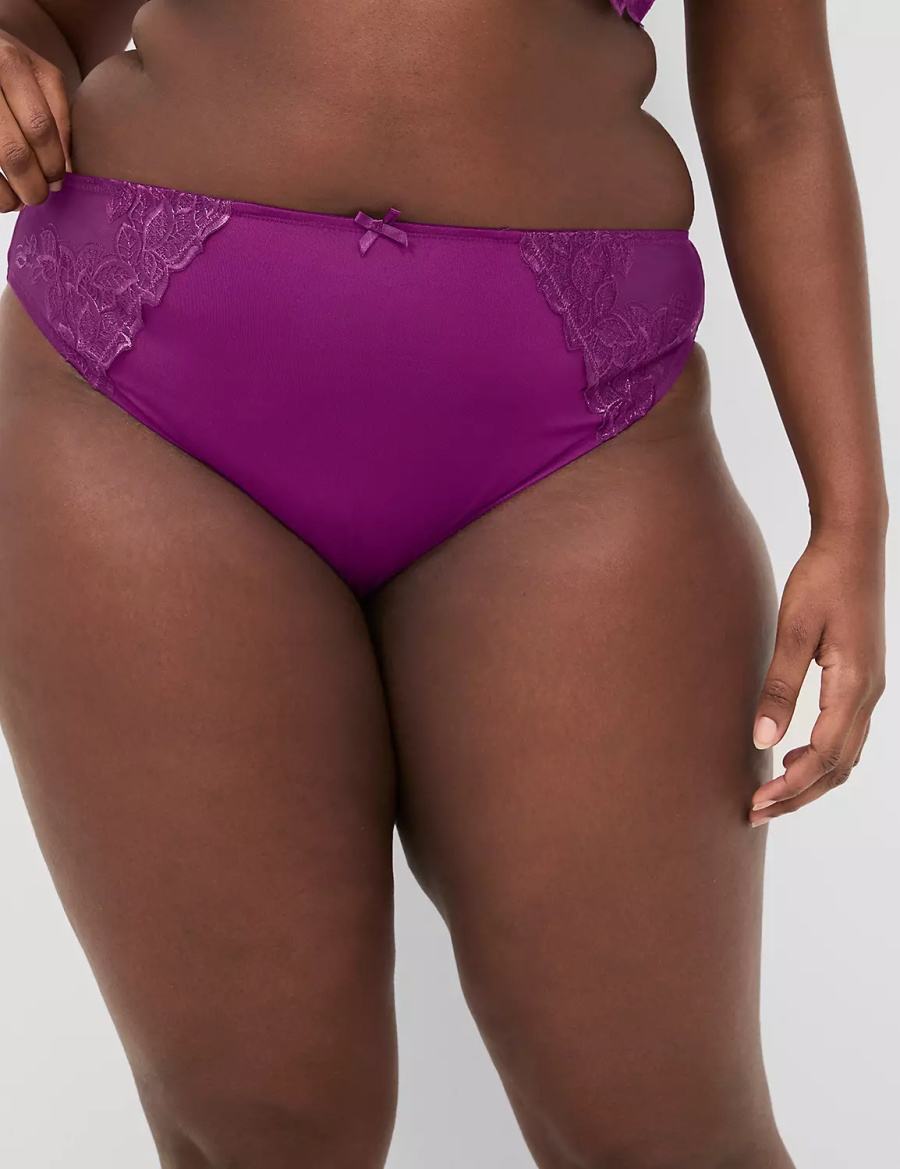 Lane Bryant Embroidered French Women Briefs Purple | IUV8629CR