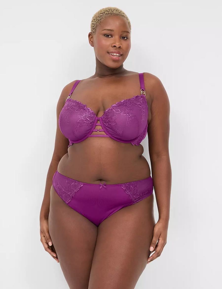 Lane Bryant Embroidered French Women Briefs Purple | IUV8629CR