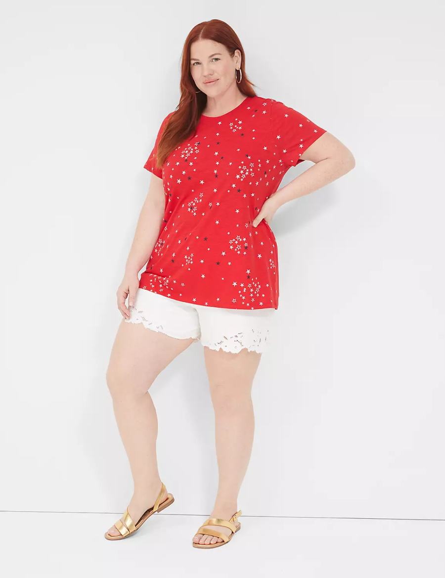 Lane Bryant Embroidered Stars Graphic Tee Women Tank Top Red | SJA4390TZ