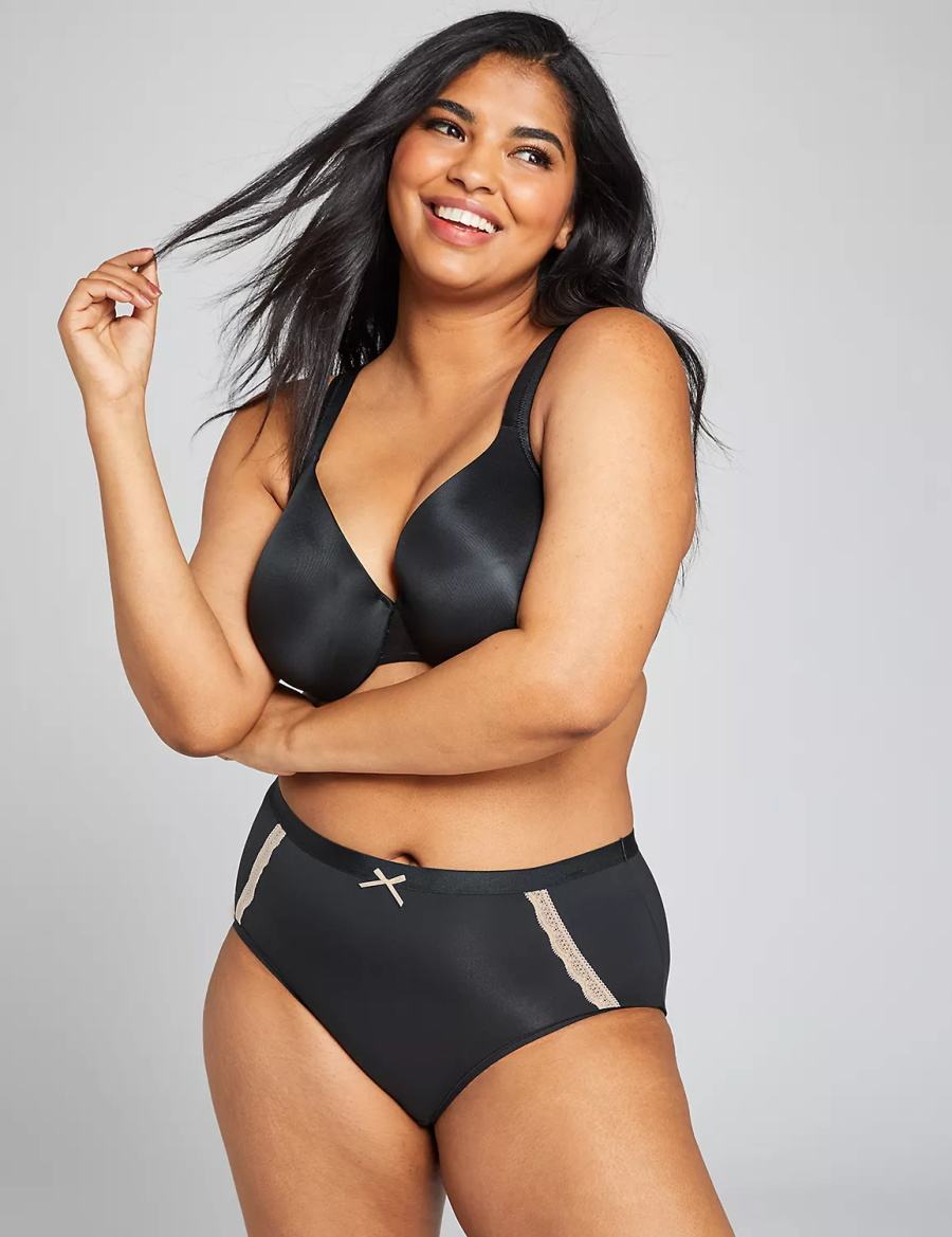 Lane Bryant Extra Soft Full Women Briefs Black | XHN2675YF