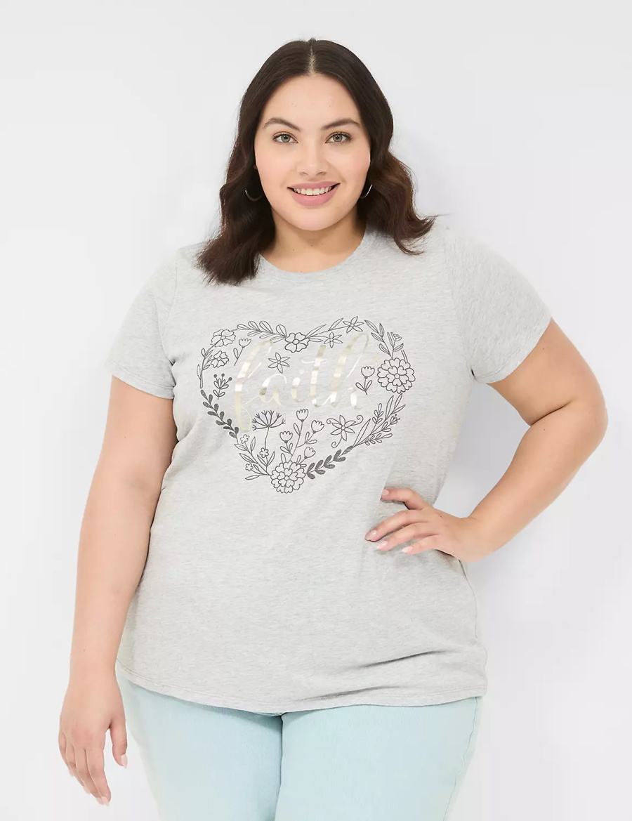 Lane Bryant Faith Graphic Tee Women Tank Top Grey | XSI6595WM