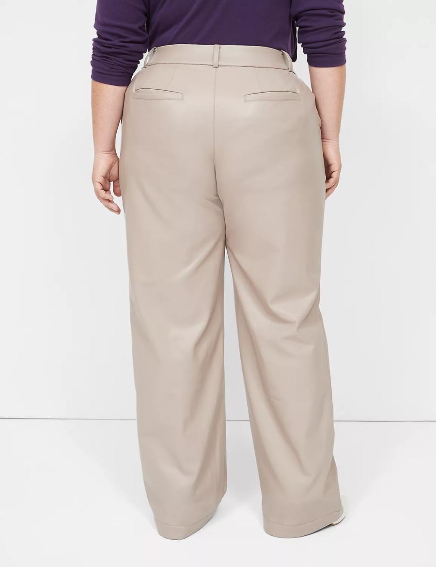 Lane Bryant Faux-Leather Straight Leg Women Pants Grey Brown | BNG2161QJ