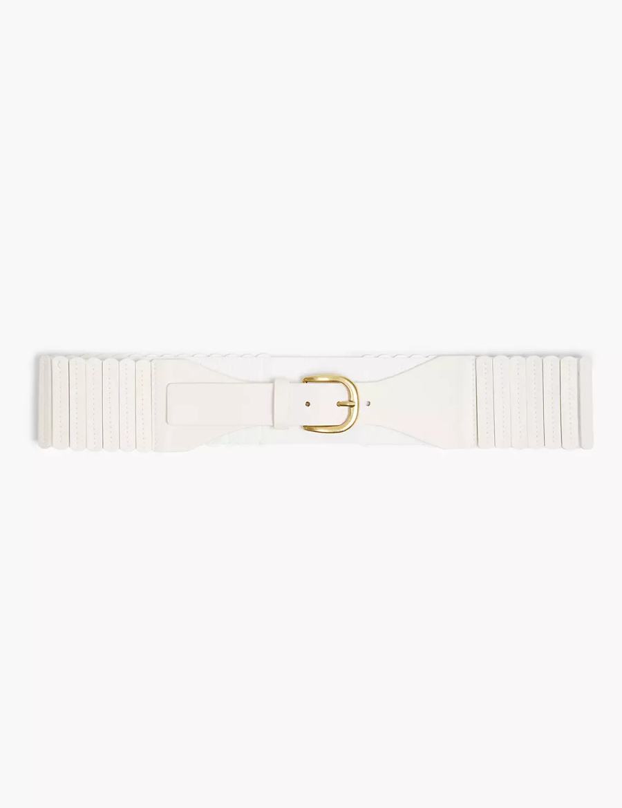 Lane Bryant Faux-Leather Stretch Accordion Women Belts White Rose | SRS5450MF