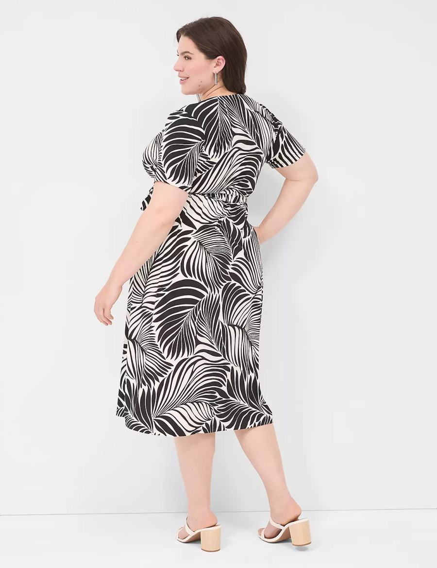 Lane Bryant Faux-Wrap Jersey Women Midi Dress Black | ENQ2325HU