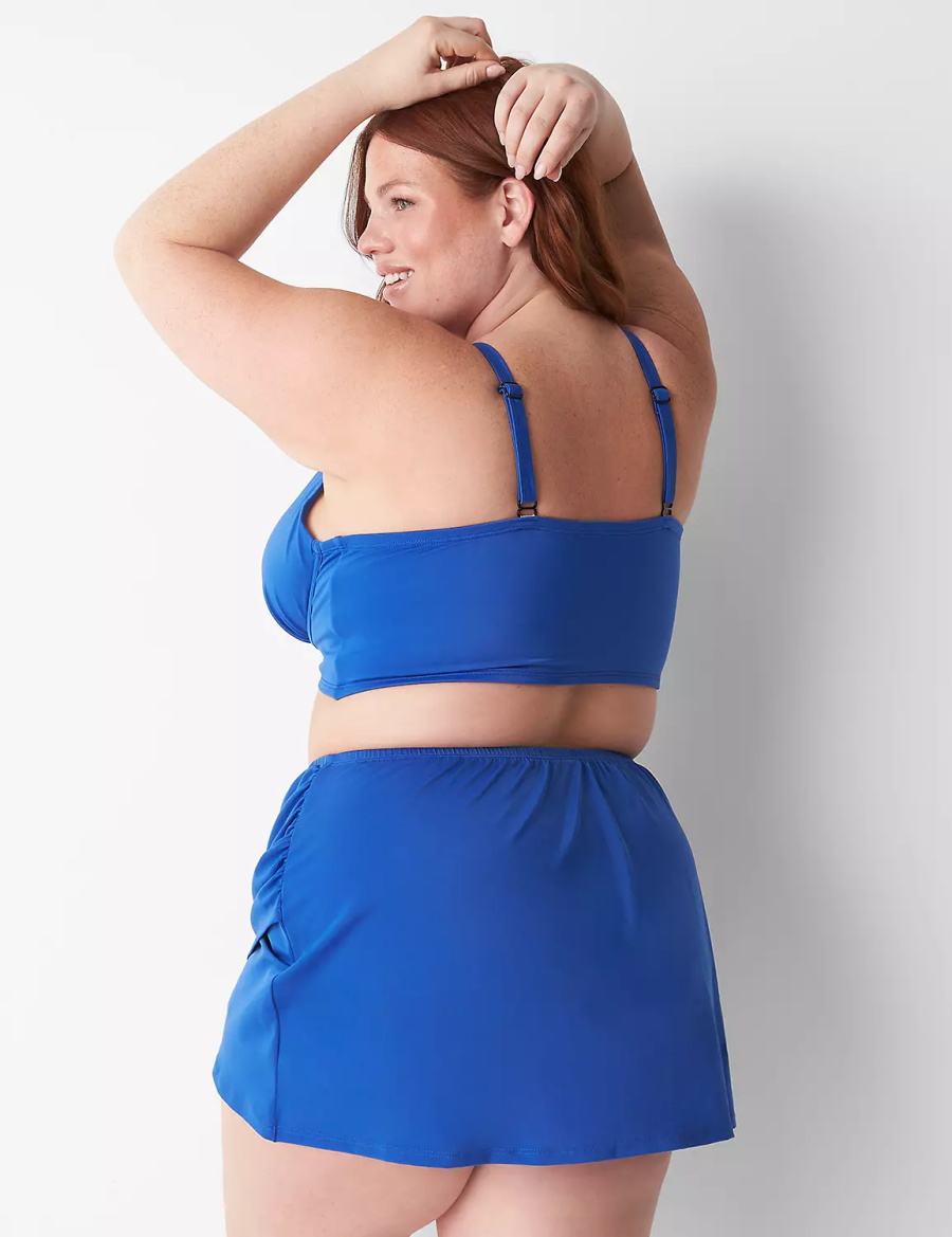 Lane Bryant Faux-Wrap Swim Women Skirts Blue | YQL967UE