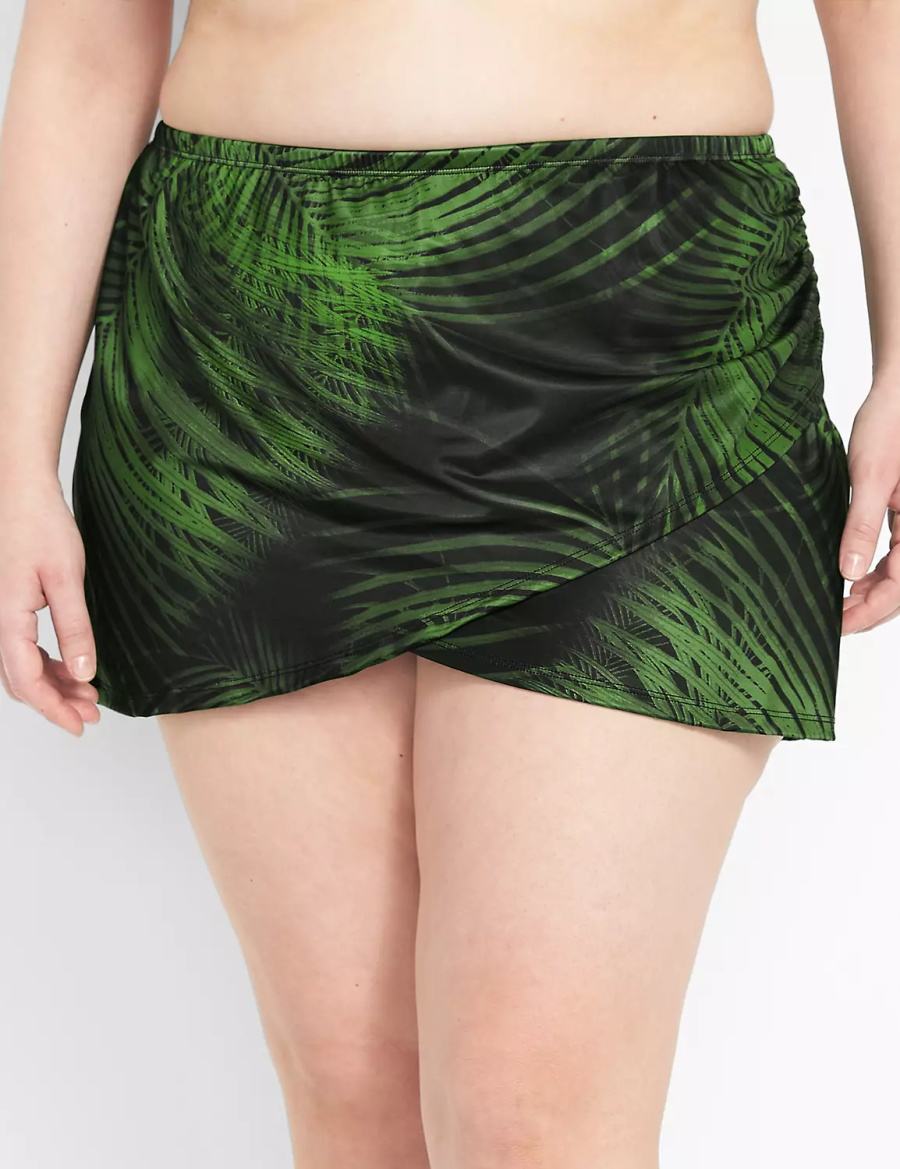 Lane Bryant Faux-Wrap Swim Women Skirts Dark Green | TFX1368QI