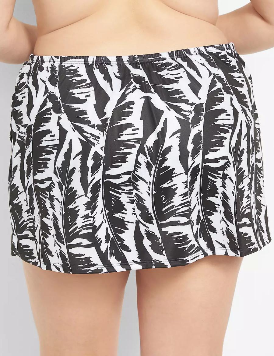 Lane Bryant Faux-Wrap Swim Women Skirts White Black | GIV5551QJ