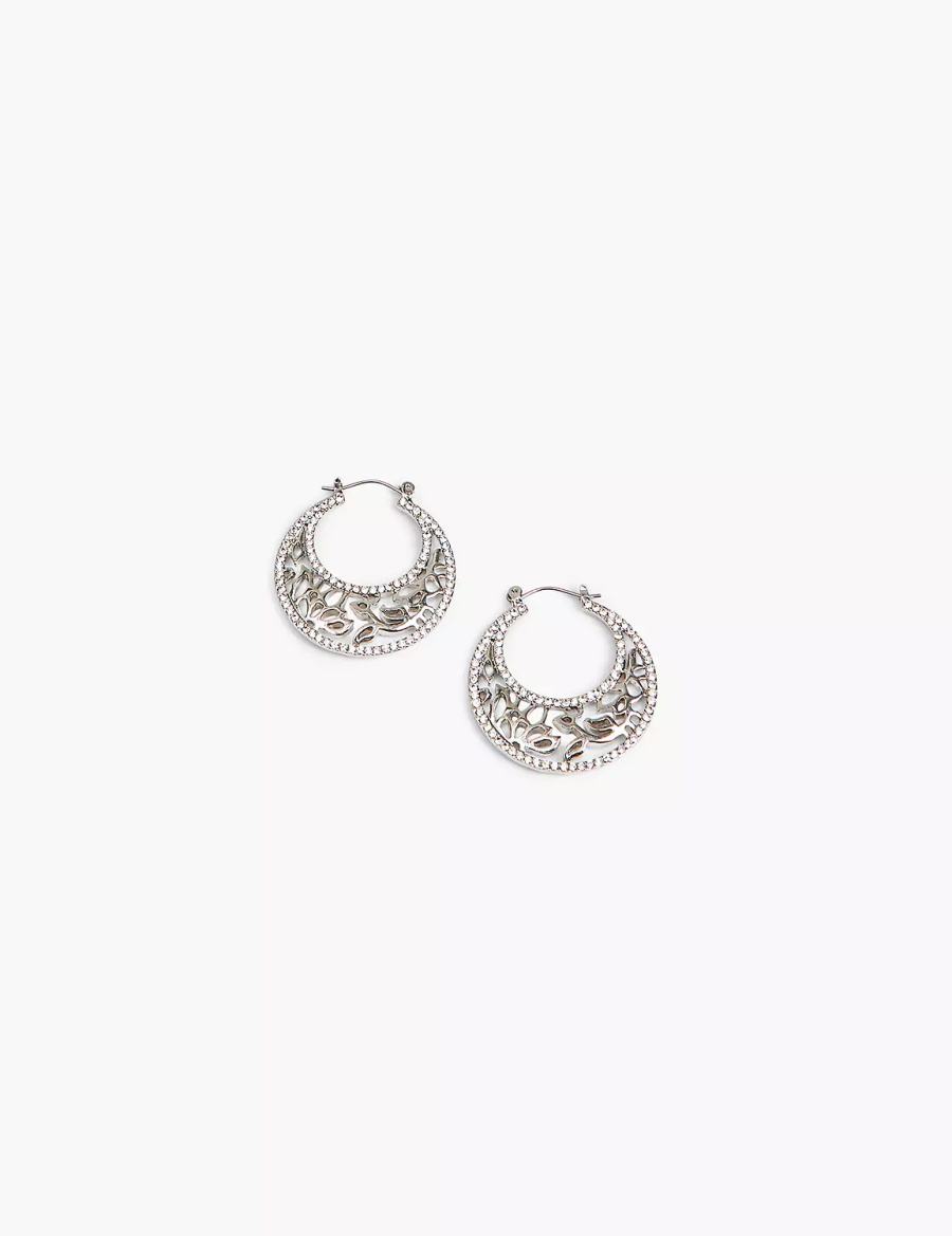 Lane Bryant Filigree Women Hoop Earrings Silver | PSD7154RR