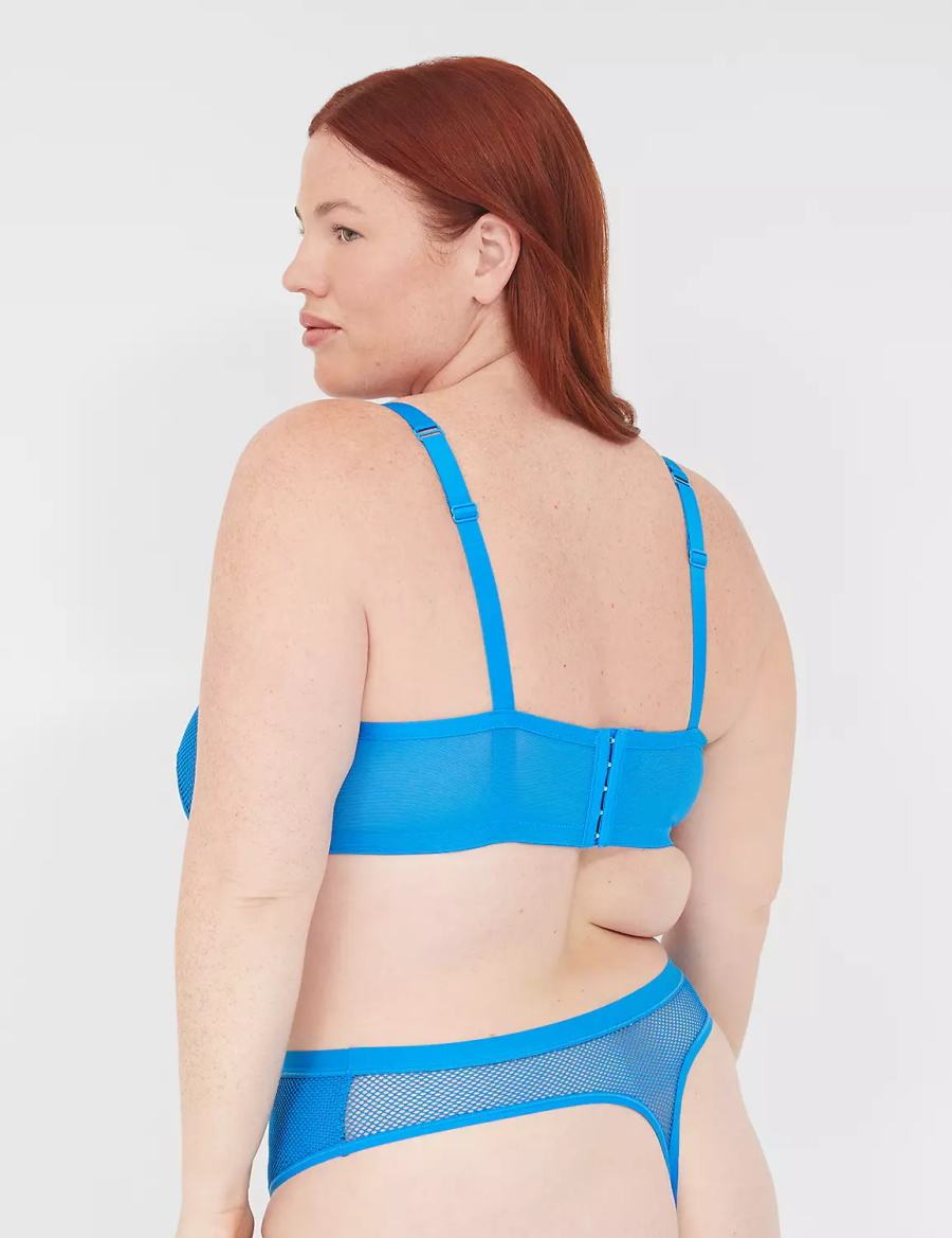 Lane Bryant Fishnet Rocker-Wire Bandeau Women Unlined Bra Blue | BYA772IG