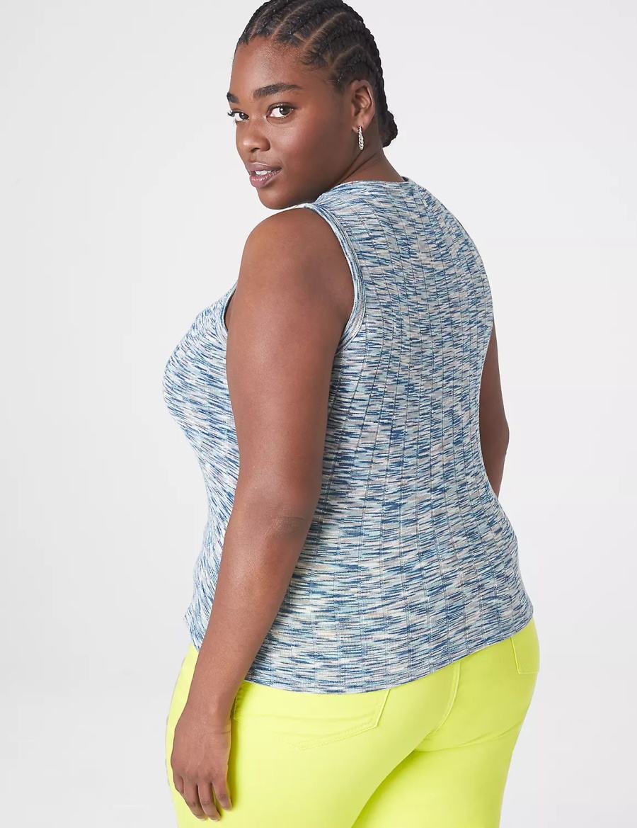 Lane Bryant Fitted Crop Crew-Neck Women Tank Top Light Turquoise | WLG4918VH