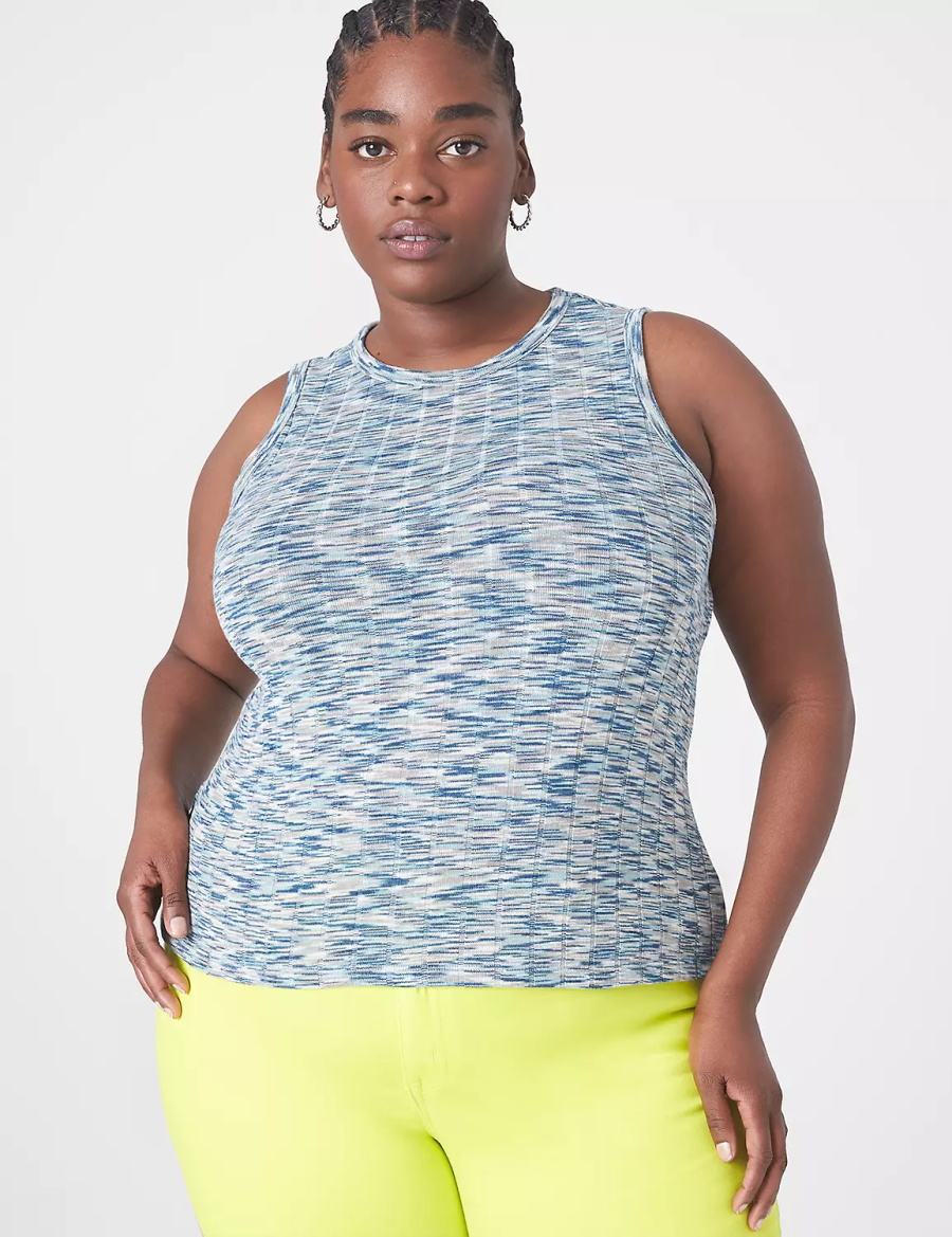 Lane Bryant Fitted Crop Crew-Neck Women Tank Top Light Turquoise | WLG4918VH