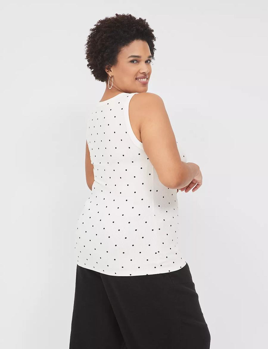 Lane Bryant Fitted High-Neck Rib Women Tank Top White | AFR3053TF