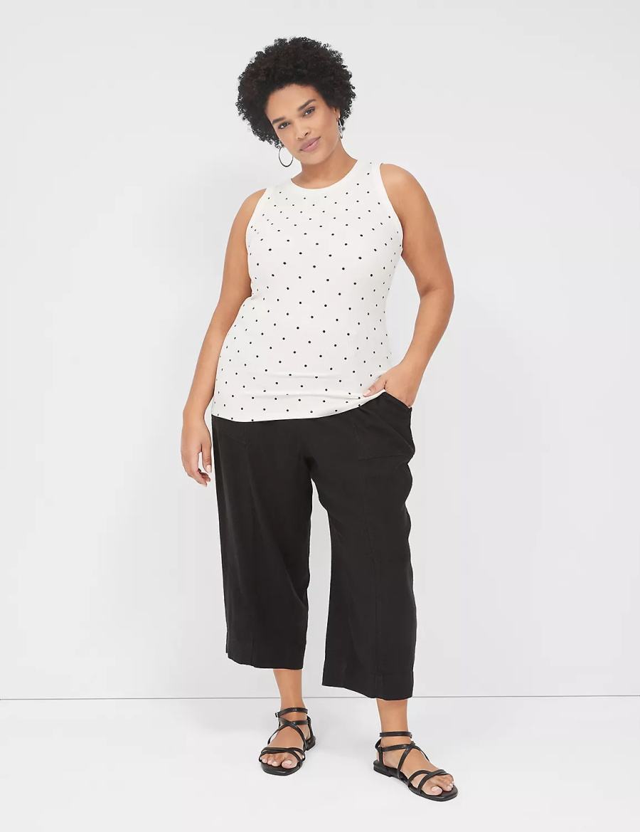 Lane Bryant Fitted High-Neck Rib Women Tank Top White | AFR3053TF