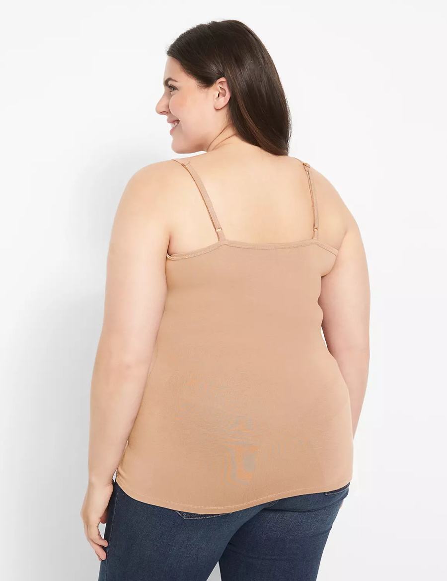 Lane Bryant Fitted Scoop-Neck Cami Women Tank Top Brown | LGD777ZV