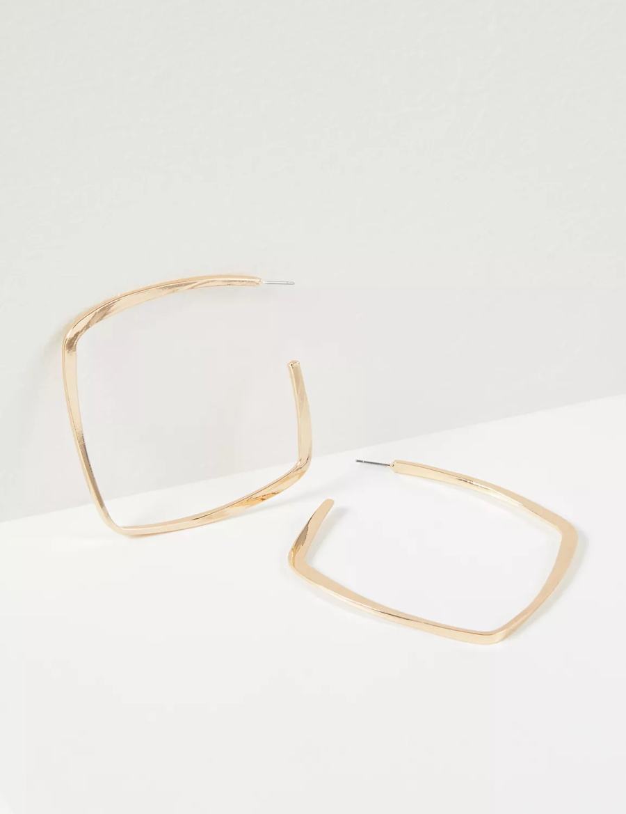 Lane Bryant Flat Square Women Hoop Earrings Gold | QWJ7727TC