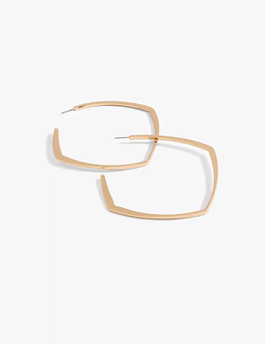 Lane Bryant Flat Square Women Hoop Earrings Gold | QWJ7727TC