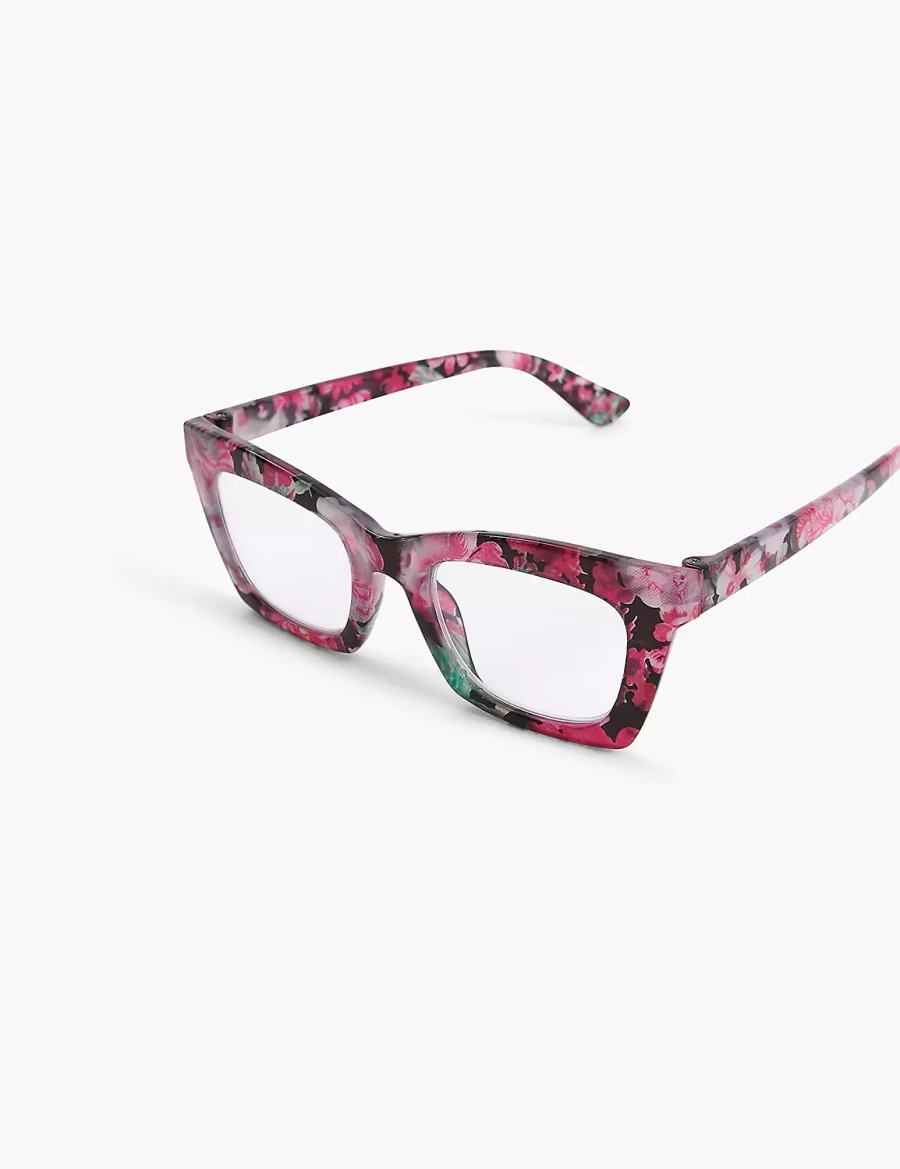 Lane Bryant Floral Print Cateye Reading Women Glasses Red Multicolor | QDT6267CC