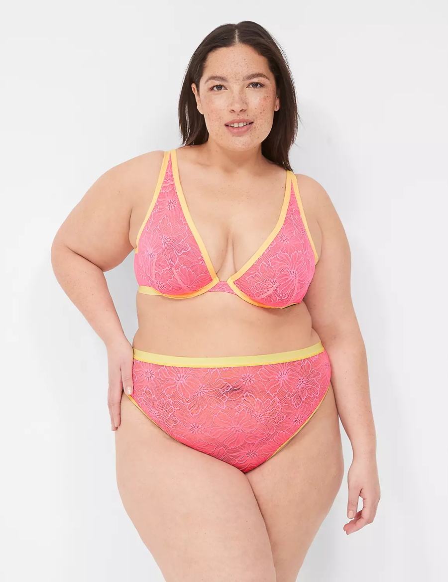 Lane Bryant Flower Lace High Apex Women Unlined Bra Pink | BWE9149DP