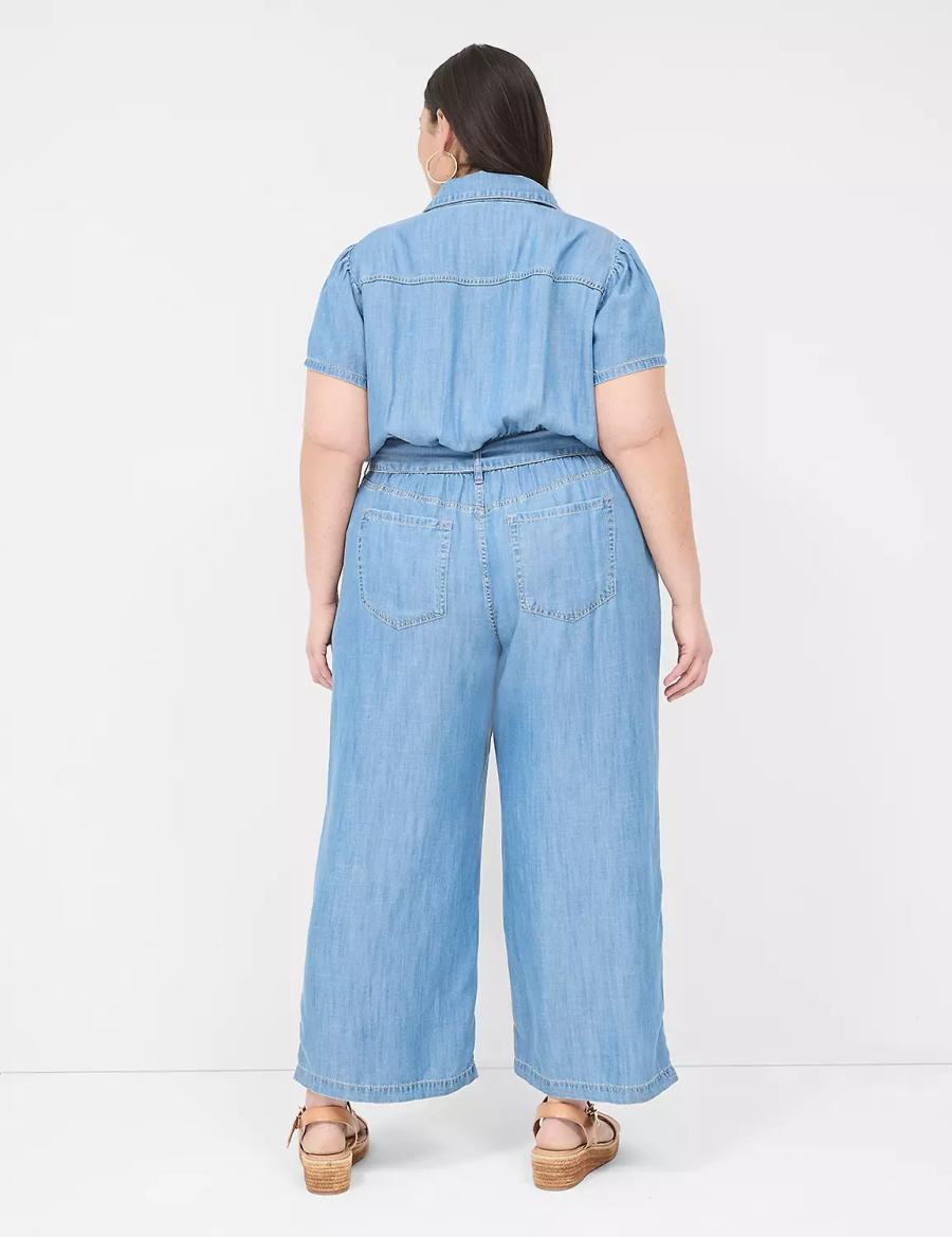 Lane Bryant Fluid Denim Women Jumpsuit Light Blue | HQR5938HZ