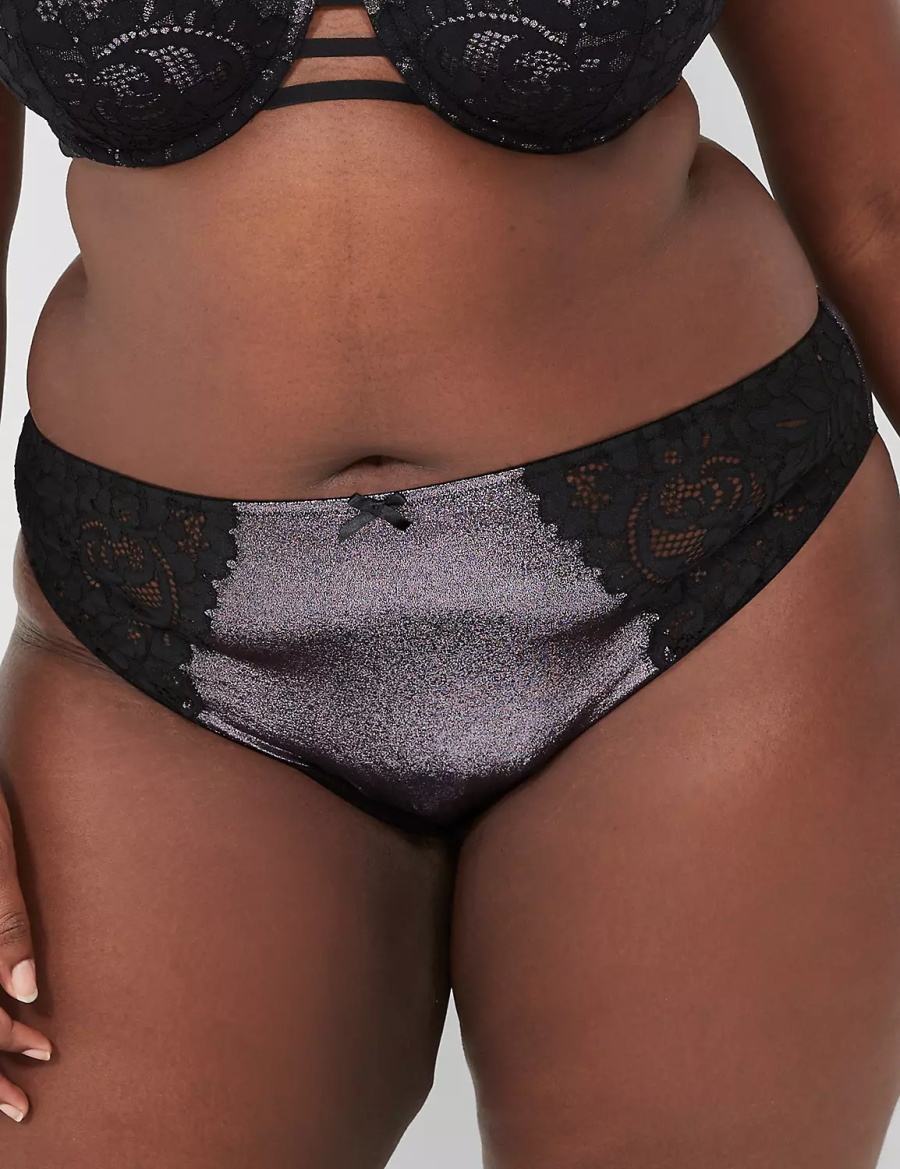 Lane Bryant Foil Shine French Women Briefs Black | EHF408OA