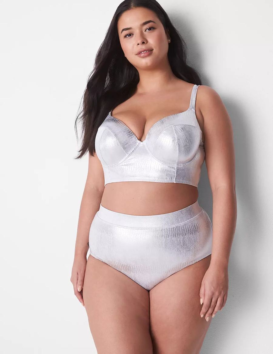 Lane Bryant Foil Swim Women Briefs Silver | CZH1936EH