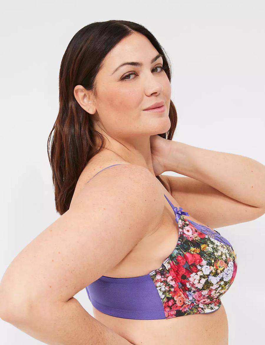 Lane Bryant French Women Balconette Bra Purple Multicolor | AHH7635OW