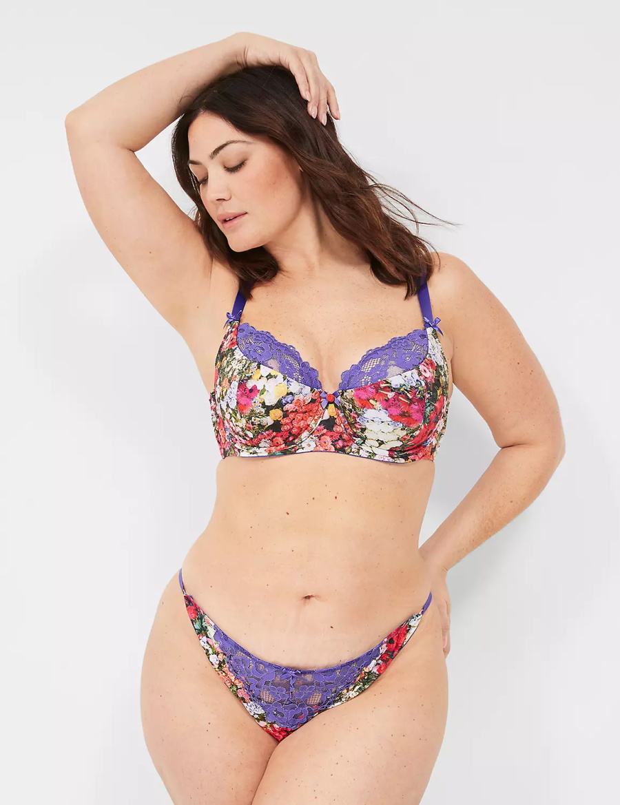 Lane Bryant French Women Balconette Bra Purple Multicolor | AHH7635OW